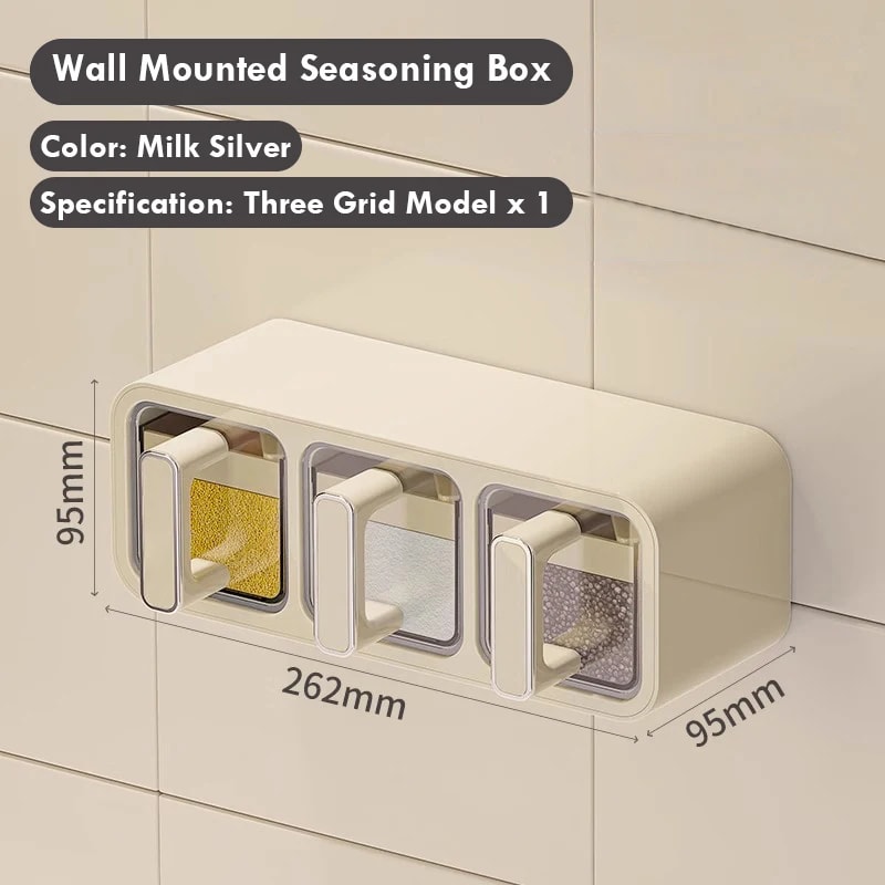 Wall Mounted Kitchen Spice Storage Box Moistureproof Seasoning Jar With Spoon Clear Seal Box Set 8