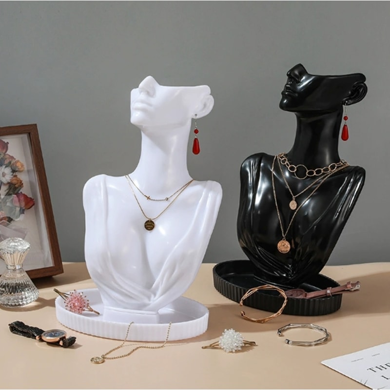Jewelry Display Stand Portrait Neck Model Plastic Necklace Earring Rack 0
