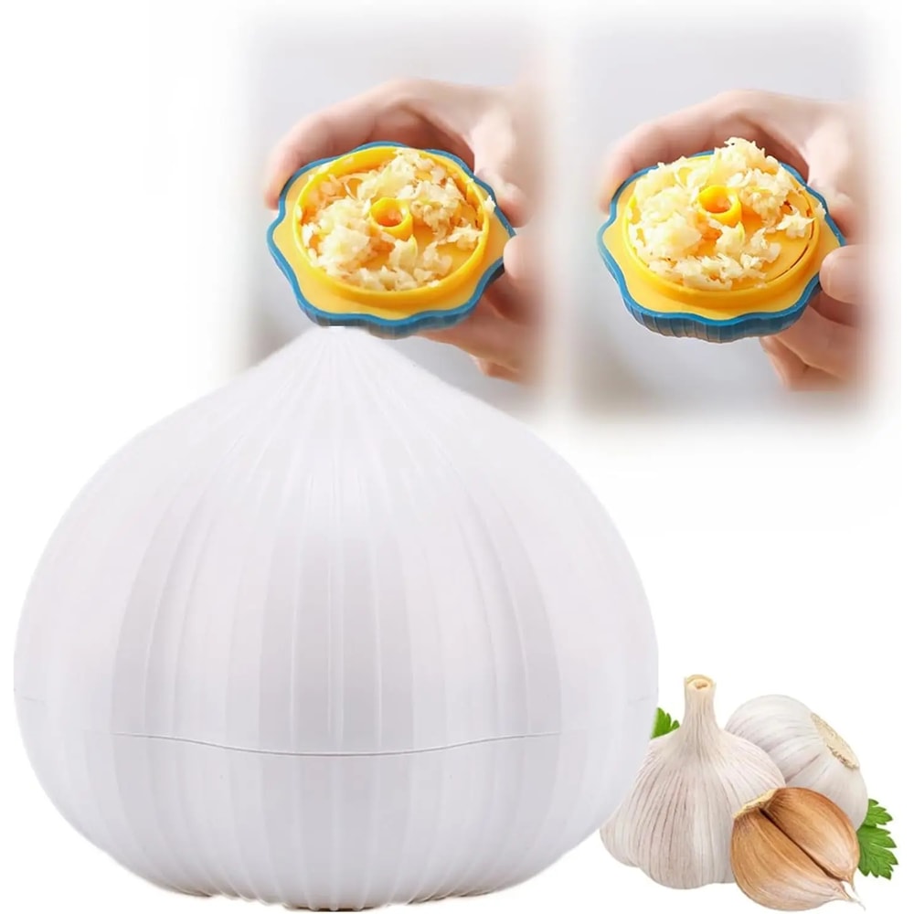 Manual Rotary Grinding Garlic Press, Cute Household Garlic Shape, Mini Chopper for Chili, Ginger, and Garlic