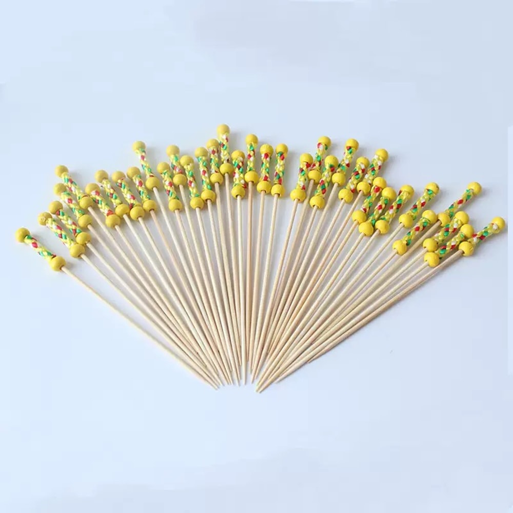 Disposable Bamboo Dessert Fork, Party Banquet Celebration Festival Fruit Fork, Cocktail Fork for Pastry Decoration