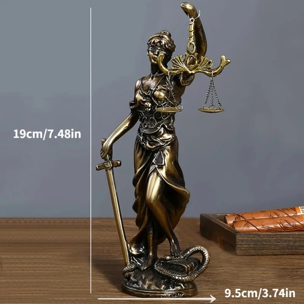 Justice Goddess Statue Creative Retro Round Bottom Lawyer Office Ornament Desk Decor Gift 5