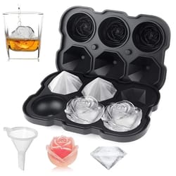 modern silicone ice cube maker tray for bar, office, diamond & rose shaped ice cube mould