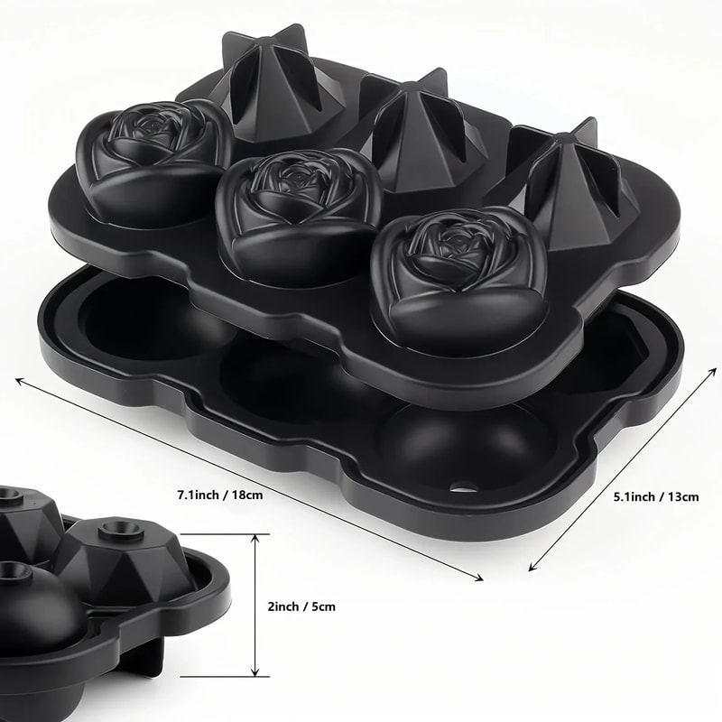 Modern Silicone Ice Cube Maker Tray For Bar, Office, Diamond & Rose Shaped Ice Cube Mould