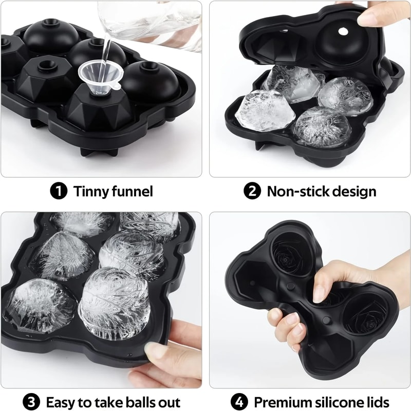Modern Silicone Ice Cube Maker Tray For Bar, Office, Diamond & Rose Shaped Ice Cube Mould