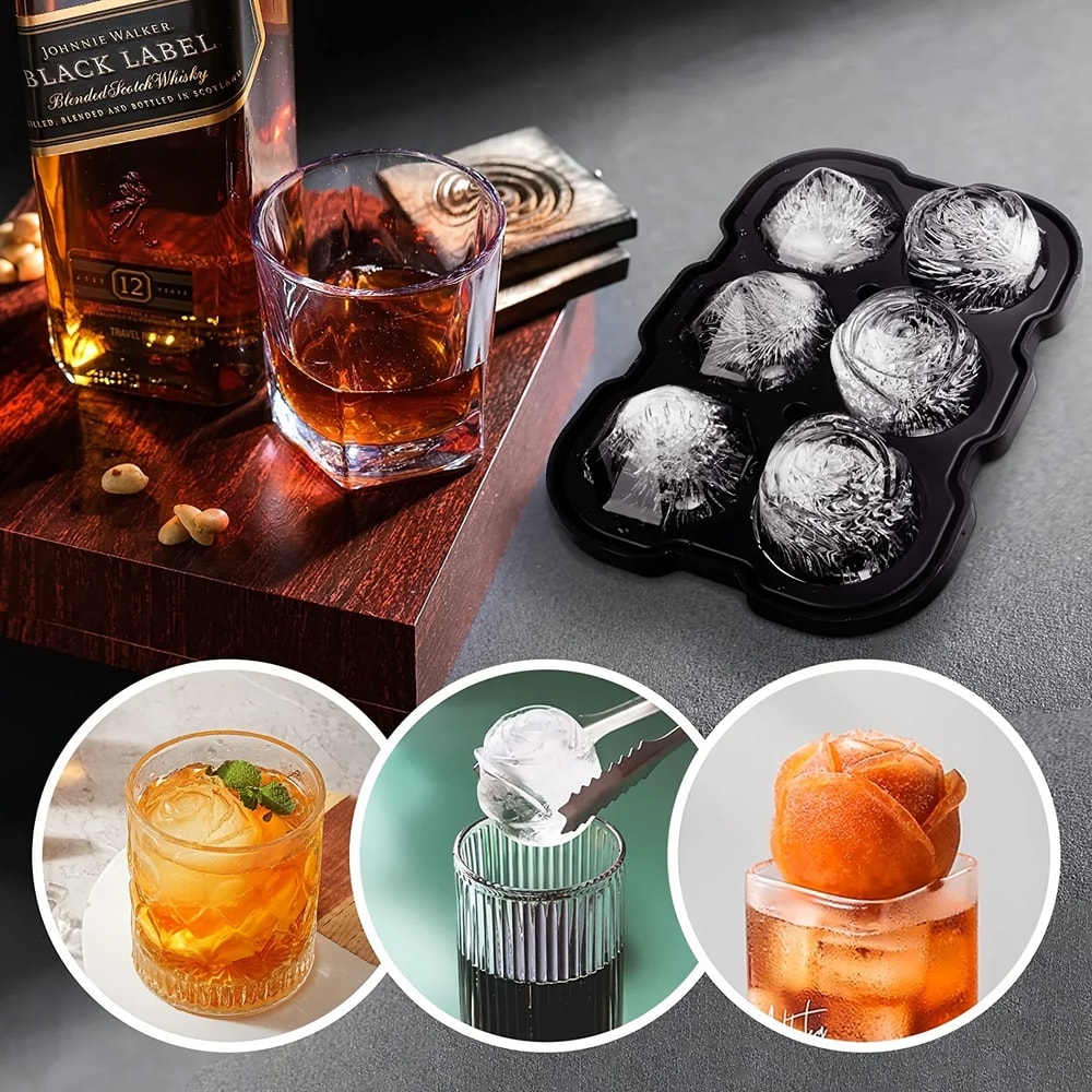 Modern Silicone Ice Cube Maker Tray For Bar, Office, Diamond & Rose Shaped Ice Cube Mould