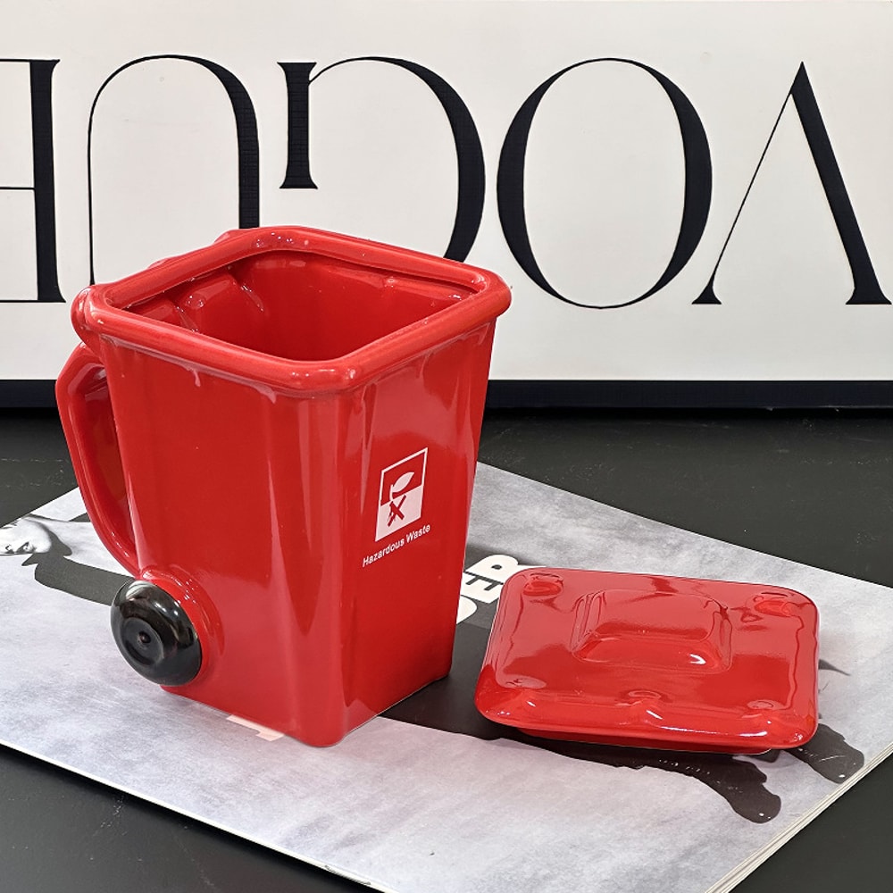 Creative Ceramic 3D Recycling Bin Mug Trash Can Modeling Cup Personality Funny Coffee Cup 2