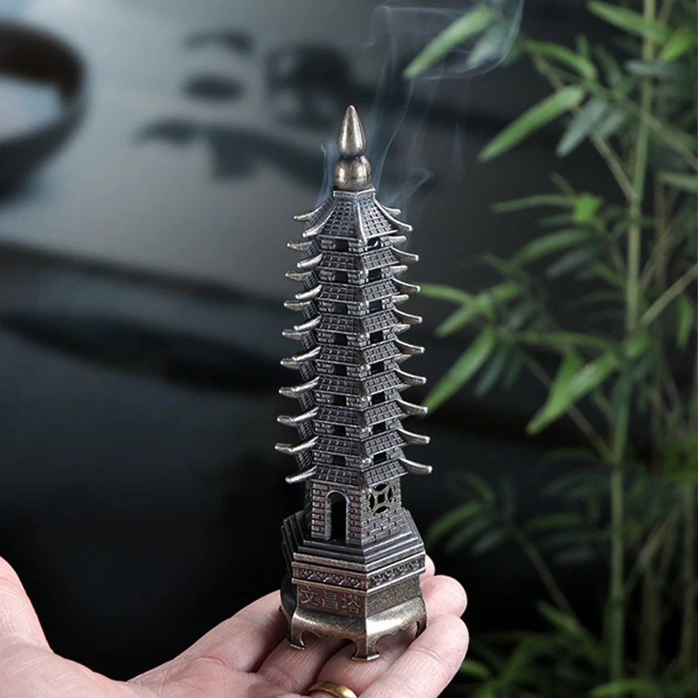 Vertical Incense Burner 3D Model China, Wenchang Pagoda Home Use Incense Burner Holder, Metal Handicraft Decor