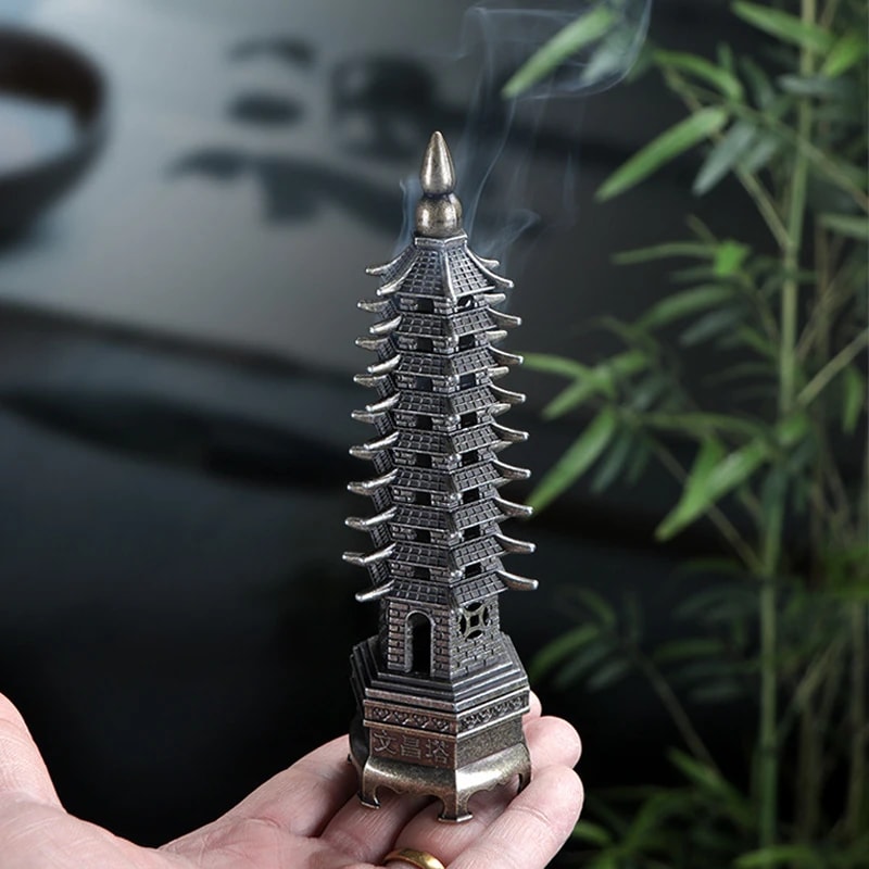 Vertical Incense Burner 3D Model China, Wenchang Pagoda Home Use Incense Burner Holder, Metal Handicraft Decor