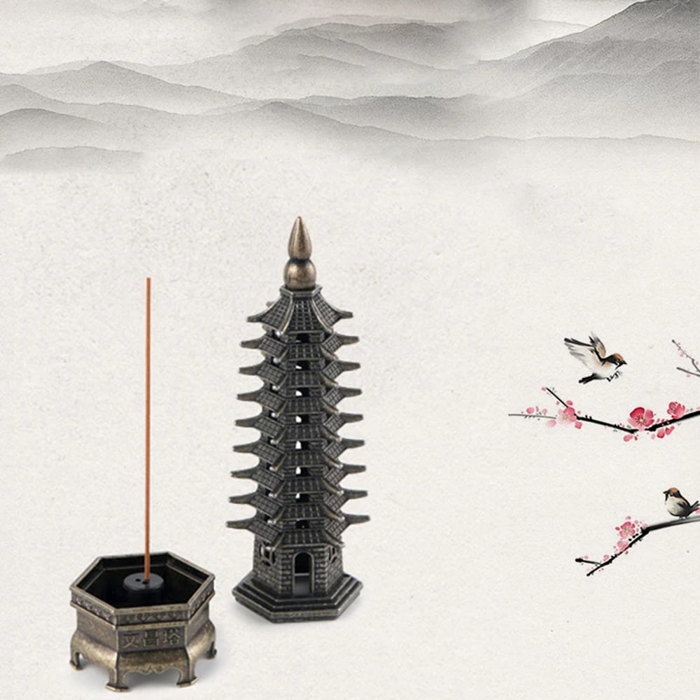 Vertical Incense Burner 3D Model China, Wenchang Pagoda Home Use Incense Burner Holder, Metal Handicraft Decor
