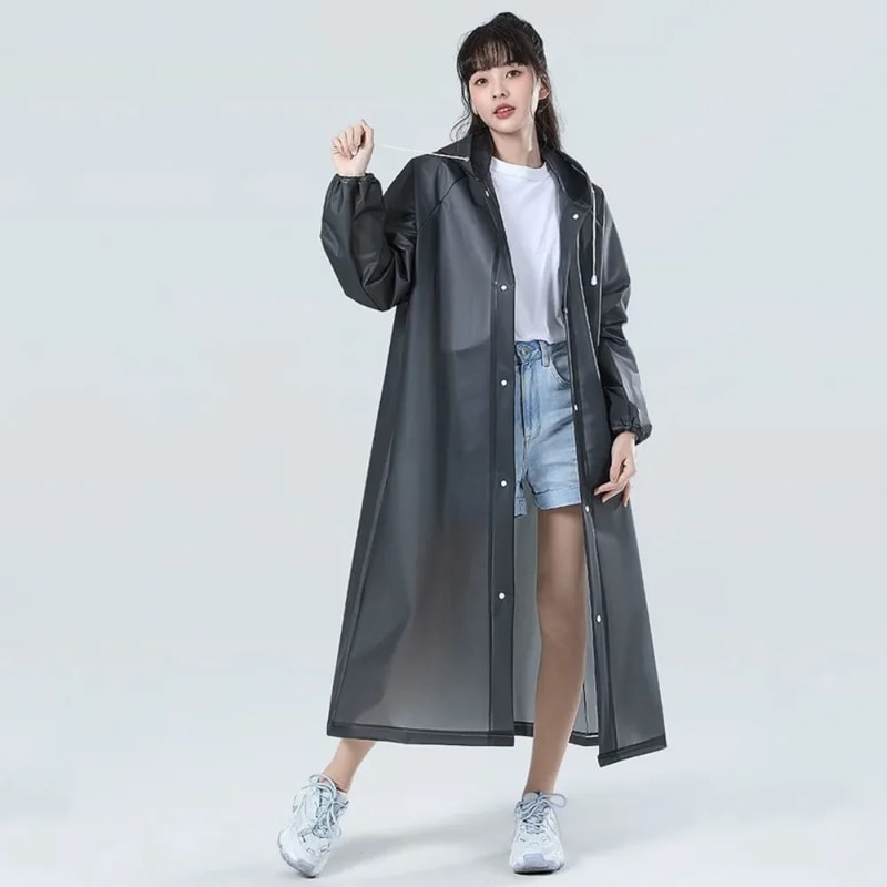Reusable Poncho Outdoor Rainwear For Women And Men, Adult Raincoat Hooded One-piece Long Raincoat Transparent Waterproof