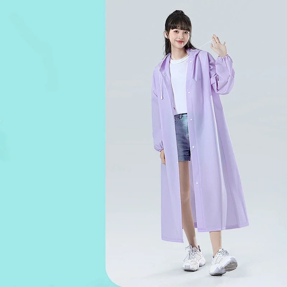 Reusable Poncho Outdoor Rainwear For Women And Men, Adult Raincoat Hooded One-piece Long Raincoat Transparent Waterproof