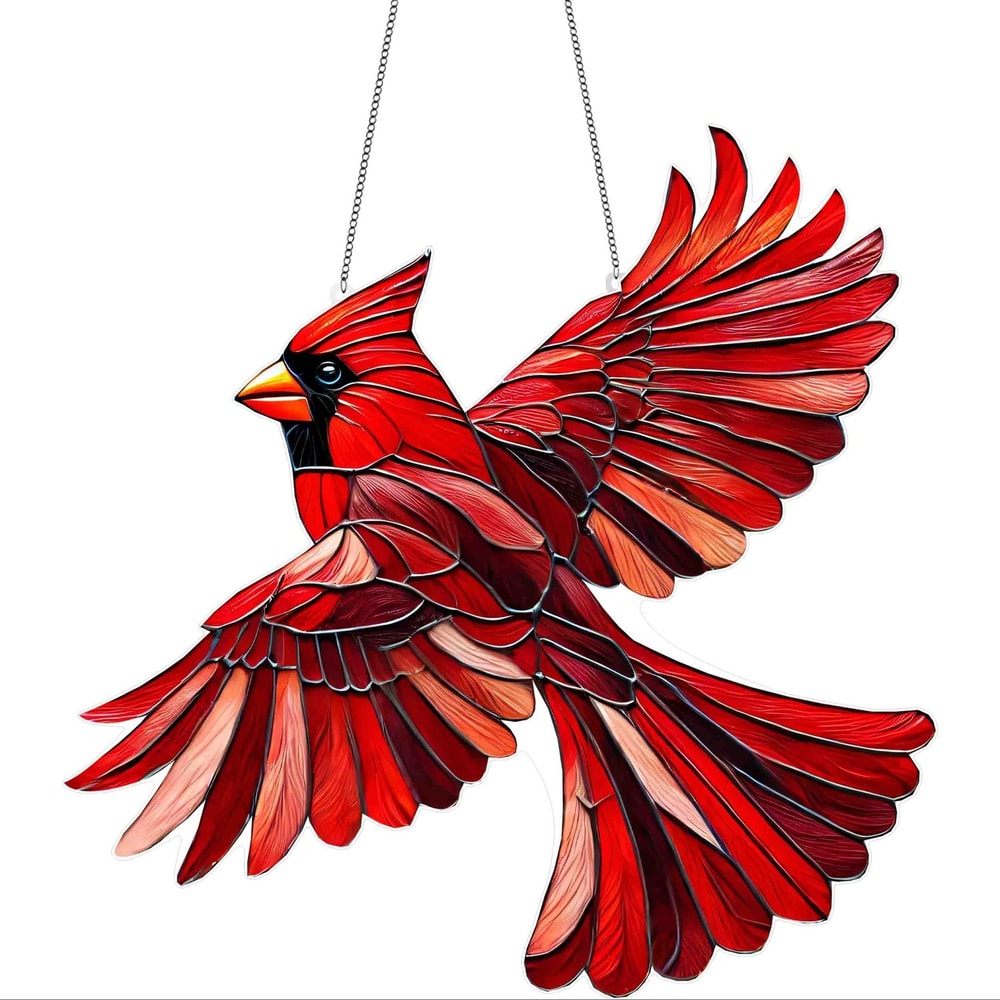 Glass Painted Acrylic Window Hanging Mythical Fire Phoenix Turtle Sun Catcher Porch Pendant Decora 4