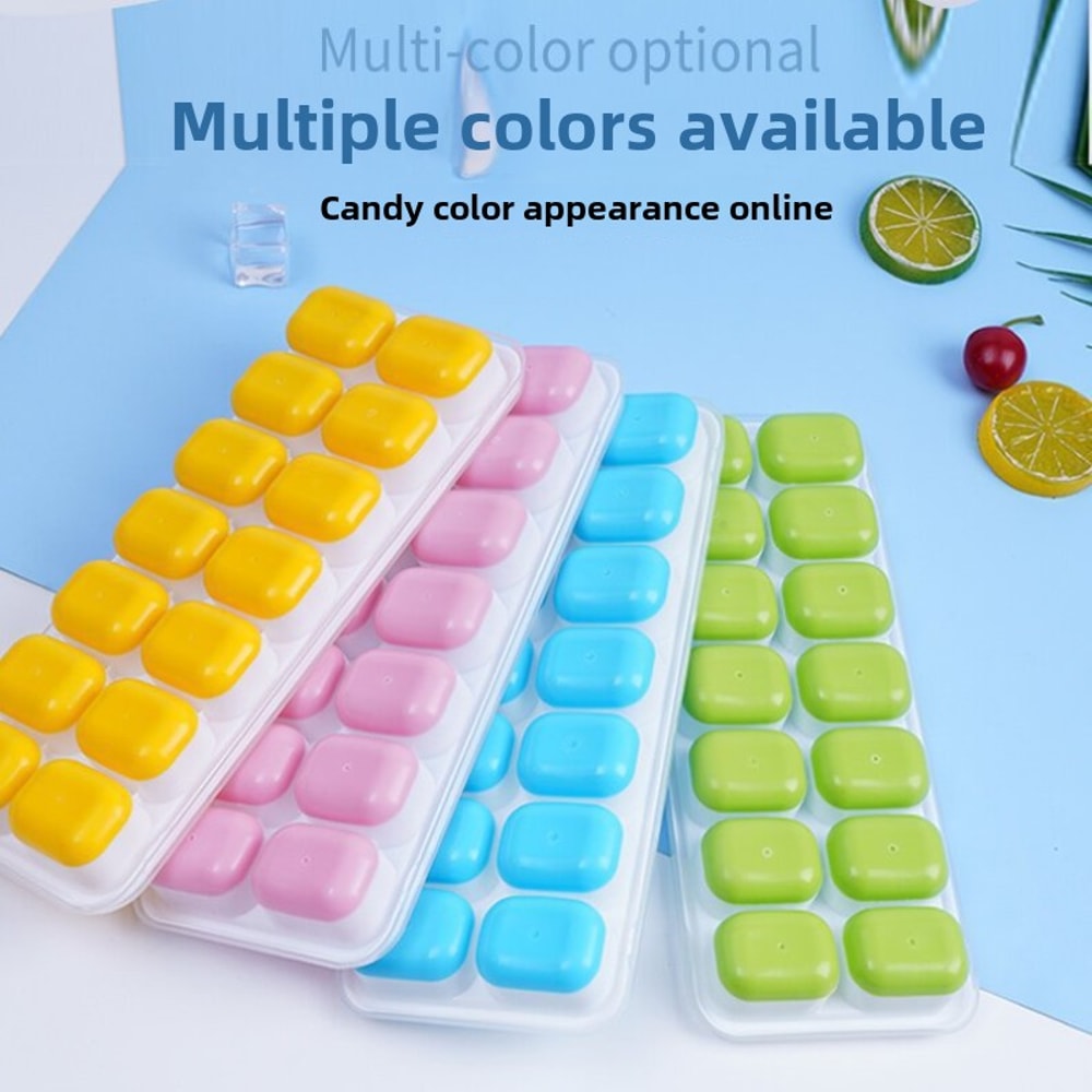 Ice Cube Tray Food Grade Reusable Square Silicone Ice Cube Tray Molds With Lid Silicone DIY Iced Bo 2