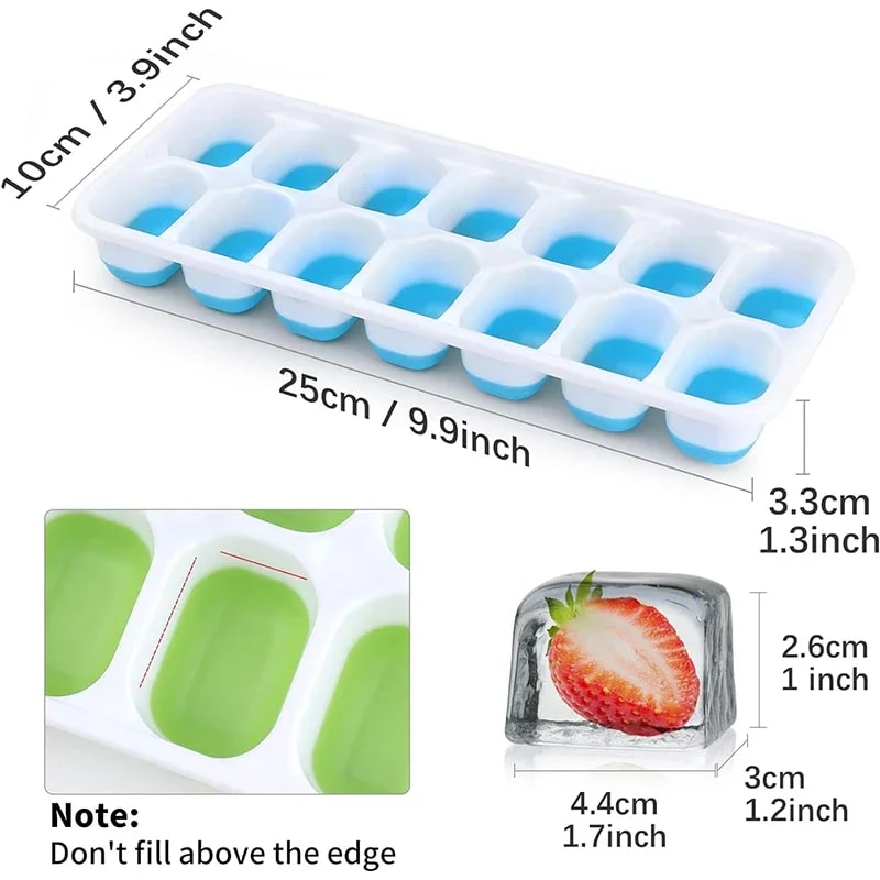 Ice Cube Tray Food Grade Reusable Square Silicone Ice Cube Tray Molds With Lid Silicone DIY Iced Bo 5