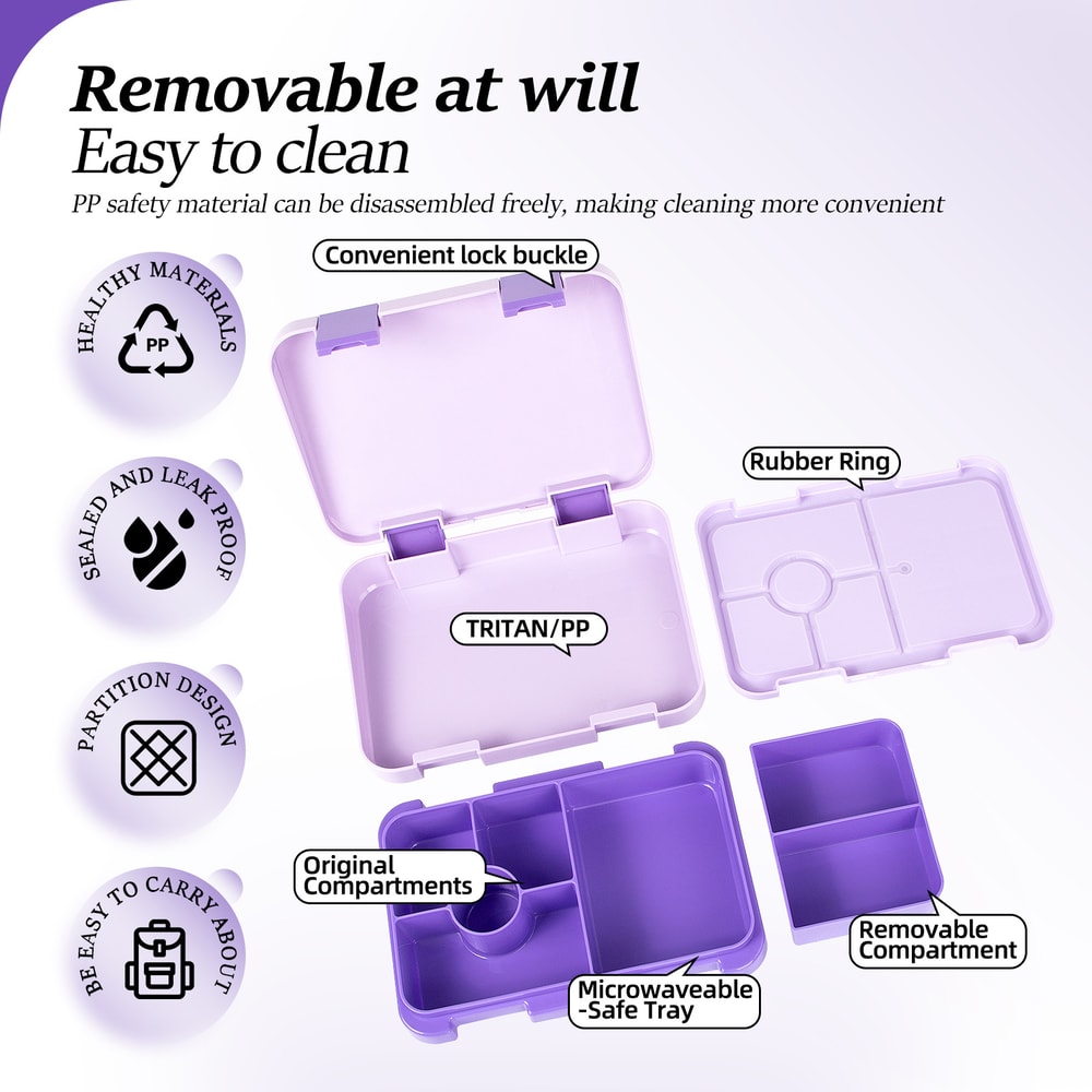 Bento High Capacity Kid Double Buckle Lunch Box Food Grade Portable Lunch Box Lunchbox For School M 4