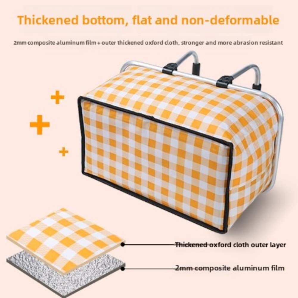 Folding Picnic Basket Outdoor Camping Handheld Insulation Bag Aluminum Foil For Barbecue Travel 4