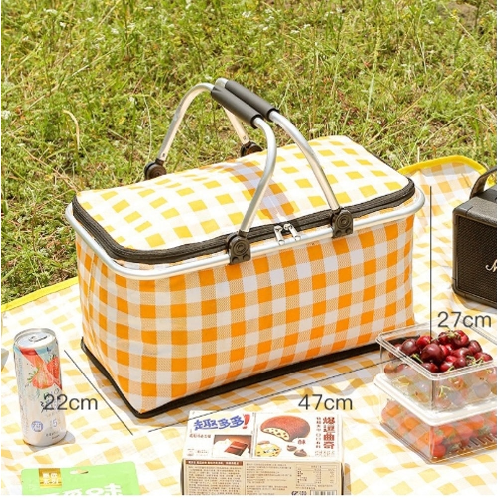 Folding Picnic Basket Outdoor Camping Handheld Insulation Bag Aluminum Foil For Barbecue Travel 5