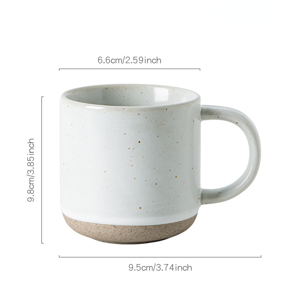Modern Design White Small Frosted Ceramic Tumblers, Unglazed Base Speckled Coffee Mug With Handle