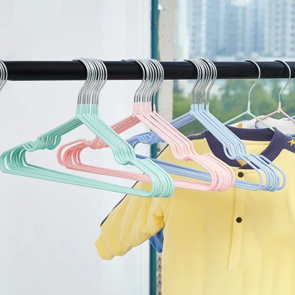 PVC Coated Metal Infant Hanger, Children's style 30cm Non-slip Rubber Hanger, Dormitory Home Clothes Hanger Organization
