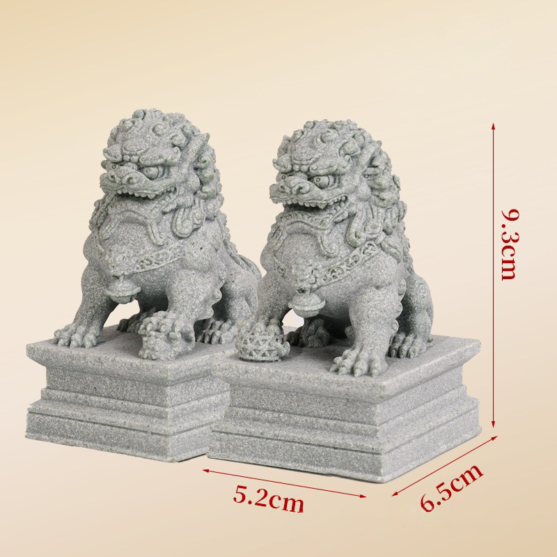 A Pair Of Lucky And Wealthy Stone Carvings Of Lions Chinese Feng Shui Qilin Ornaments Desktop Masco 7