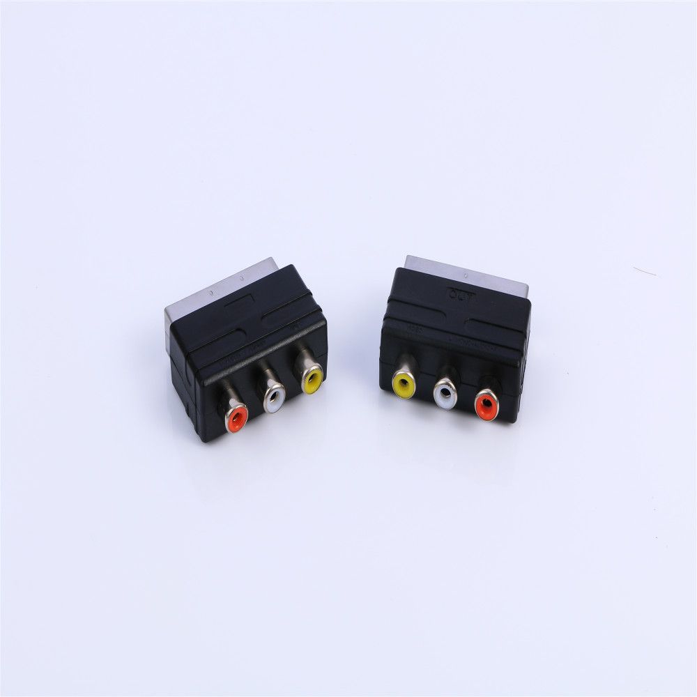 New High Quality Adapter SCART Male, Plug To 3 RCA Female Audio Video, Cable Adapter Converter
