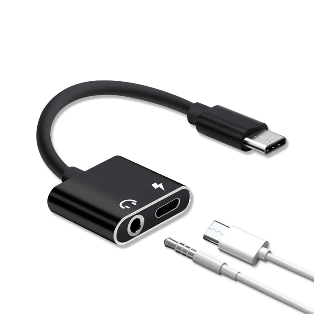 2 in 1 Charging USB C Type-C Audio Splitter, Earphone Adapter