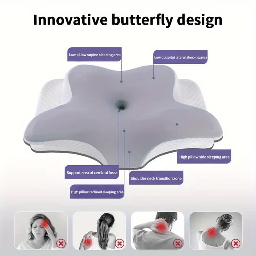 Orthopedic Beding Pillow, Butterfly Shaped Memory Foam Neck Pillow for Cervical Pain Relief