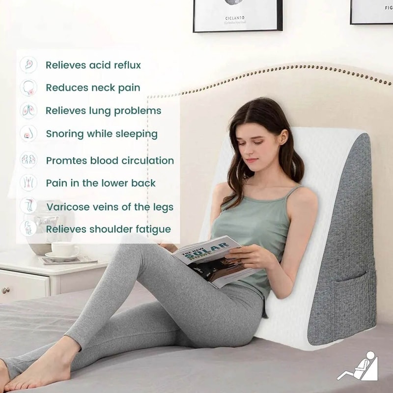 Triangle Elevated Pillow For Bedside Wedge Pillow For Sleeping Acid Reflux 4