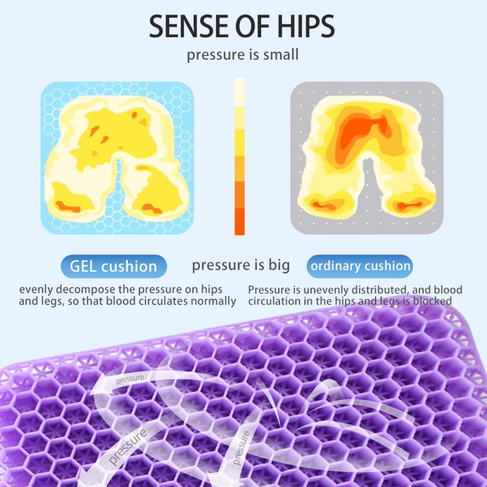 Breathable Gel Seat Cushion, Summer Honeycomb Design for Back and Tailbone Pain Relief, Perfect for Automotive, Office
