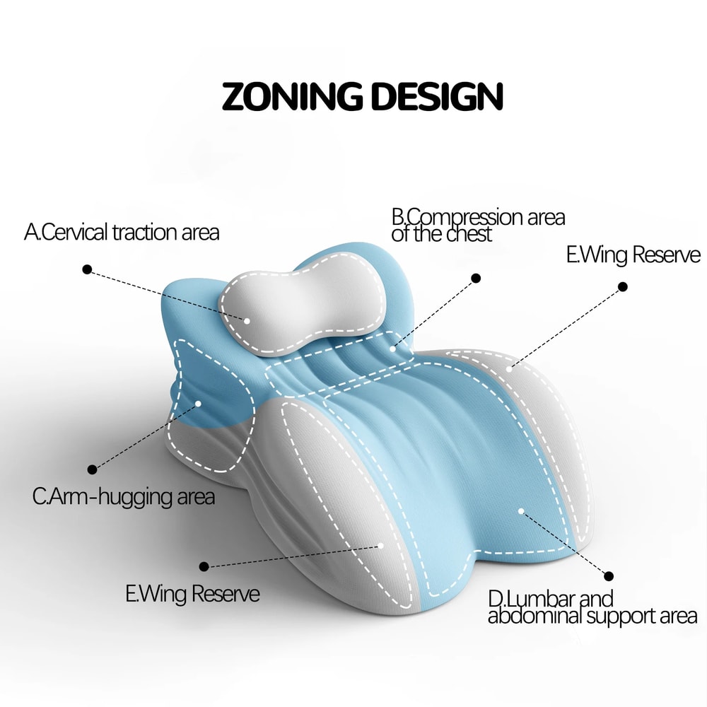 Back Neck Pain Relief Headboard with Face Down Massage Prone Pillow for Sitting Up, Washable Cover for Reading