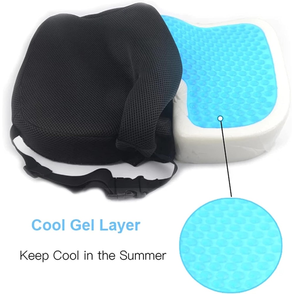 Gel Memory Foam U-shaped Cushion, Seat Cushion for Long Sitting, Relieves Tailbone & Back Pain