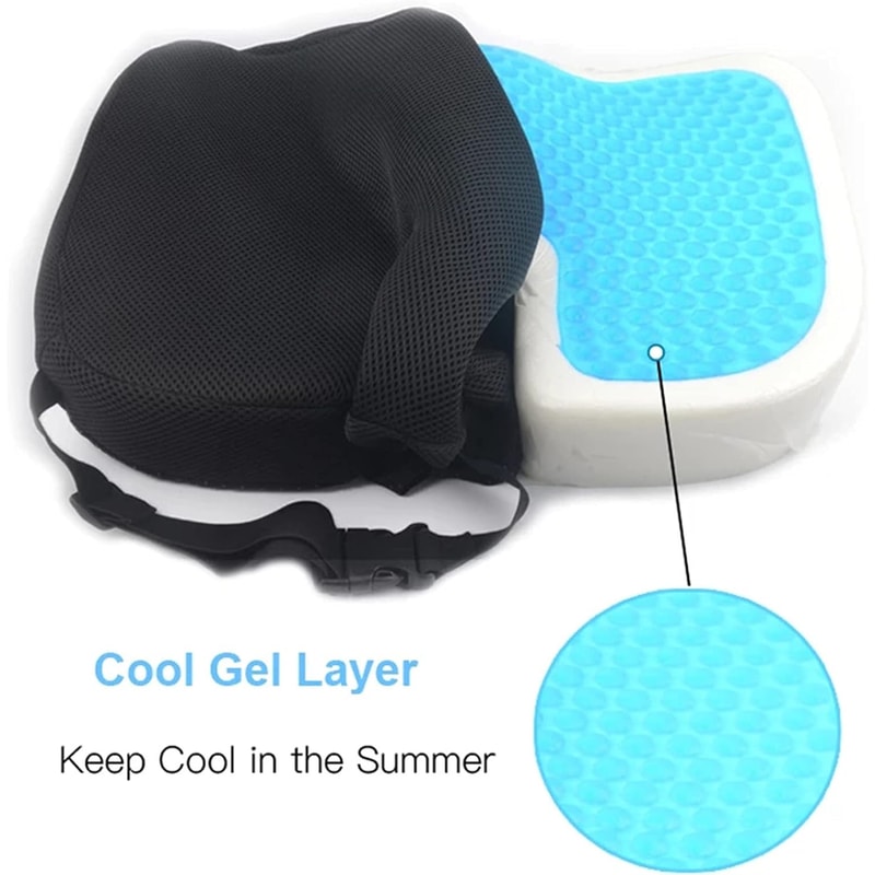 Gel Memory Foam U-shaped Cushion, Seat Cushion for Long Sitting, Relieves Tailbone & Back Pain