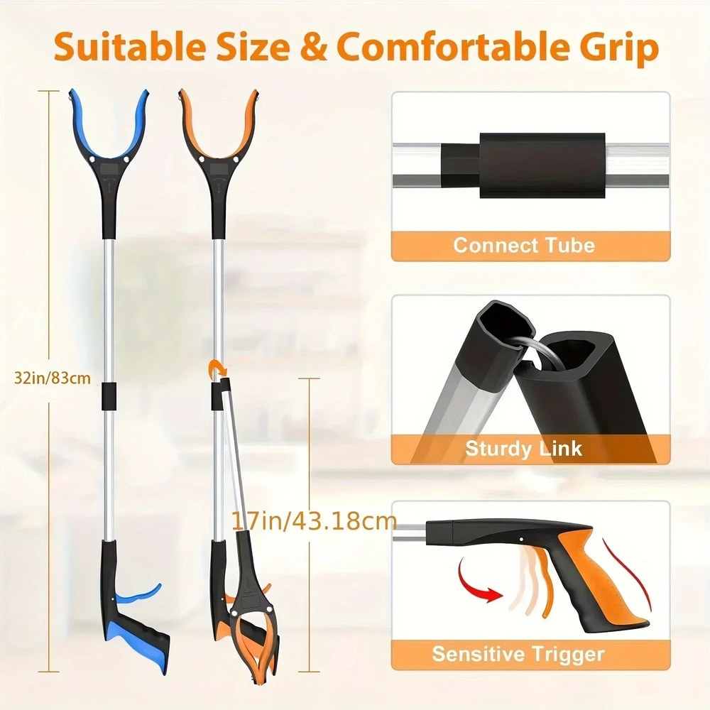 Lightweight Aluminum Pliers, Folding Long Clip for Picking Up Objects, Gripper Tool for Elderly
