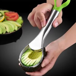 stainless steel avocado cutter peeler knife, 2 in 1 slicer for kiwi & pitaya, kitchen gadget tool