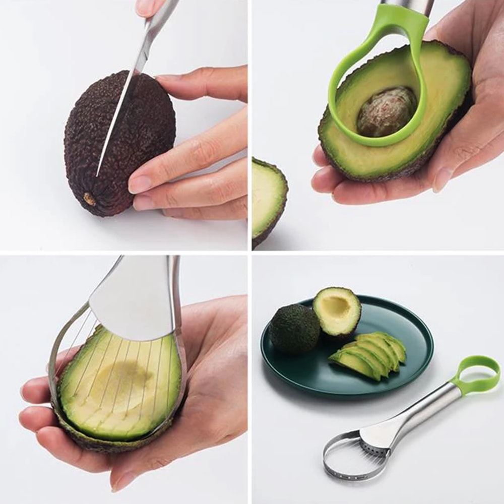 Stainless Steel Avocado Cutter Peeler Knife 2 In 1 Slicer For Kiwi Pitaya Kitchen Gadget Tool 3