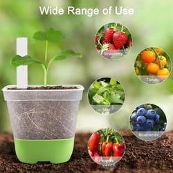 reusable transparent flower pots, 6 plastic square pots for planting and seedling with silicone bottom and label
