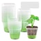 Reusable Transparent Flower Pots, 6 Plastic Square Pots for Planting and Seedling with Silicone Bottom and Label
