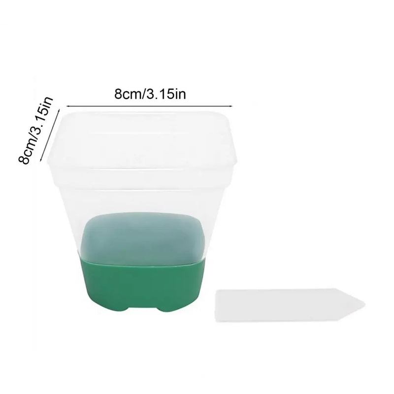 Reusable Transparent Flower Pots, 6 Plastic Square Pots for Planting and Seedling with Silicone Bottom and Label