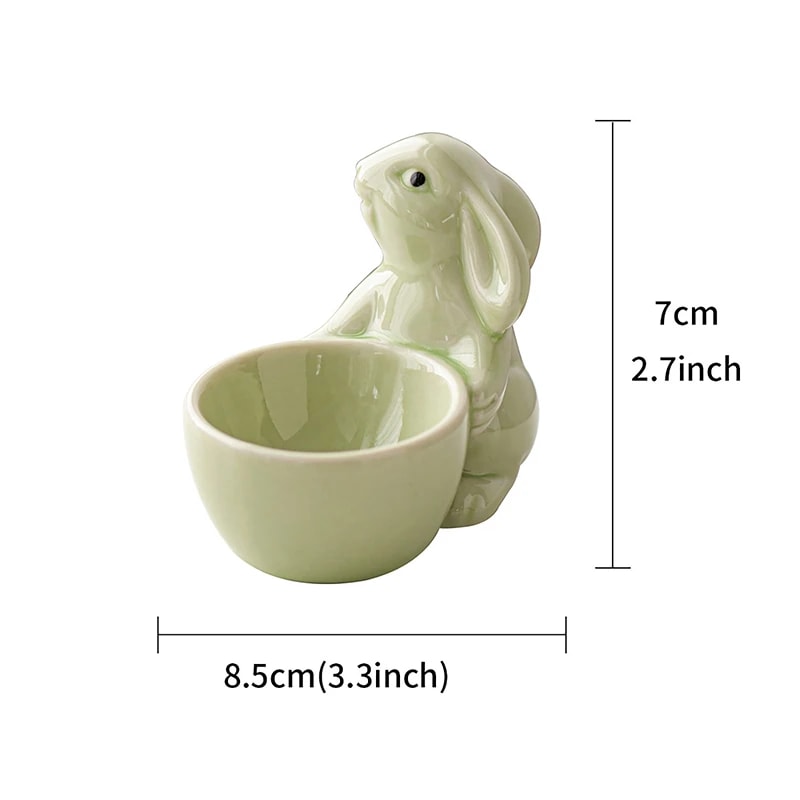 Cute Ceramic Rabbit Egg Cups, Breakfast Egg Holder, Simple Desktop, Office, Living Room Decor Ornament
