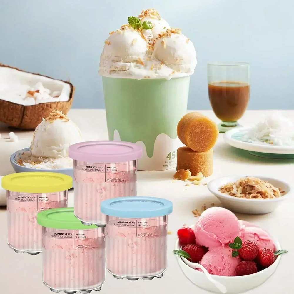 Ice Cream Storage Containers with Lids and Scoop, Creative Creami PC Cups