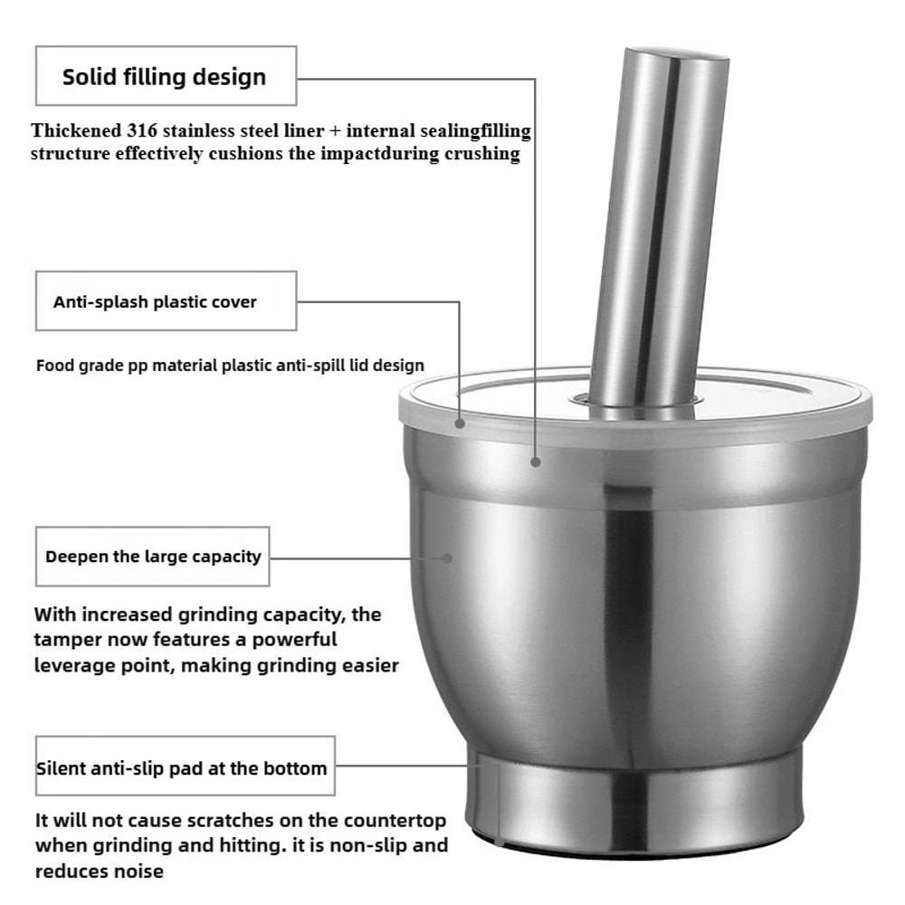 Stainless Steel Manual Garlic Grinder Double Mashers Mini Herb Pepper Spice Mortars For Kitchen 1