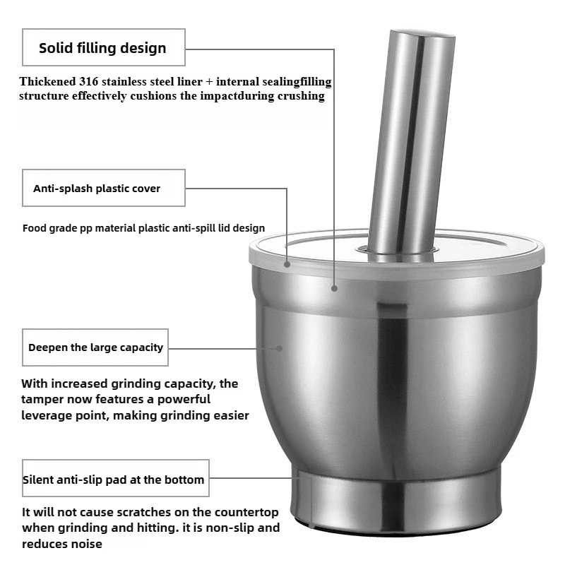 Stainless Steel Manual Garlic Grinder Double Mashers Mini Herb Pepper Spice Mortars For Kitchen 1