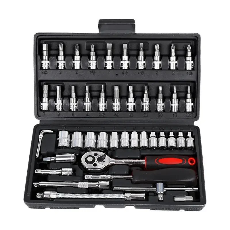 Multi-function Toolbox, Auto Repair Tool Set, Ratchet Socket Wrench Combo for Car, Motorcycle, Home Repair