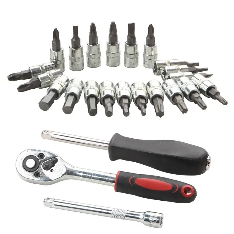 Multi-function Toolbox, Auto Repair Tool Set, Ratchet Socket Wrench Combo for Car, Motorcycle, Home Repair