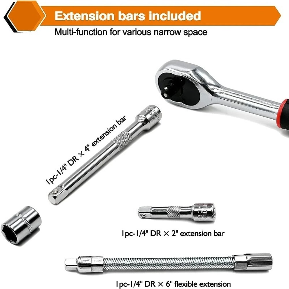 Multi-function Toolbox, Auto Repair Tool Set, Ratchet Socket Wrench Combo for Car, Motorcycle, Home Repair