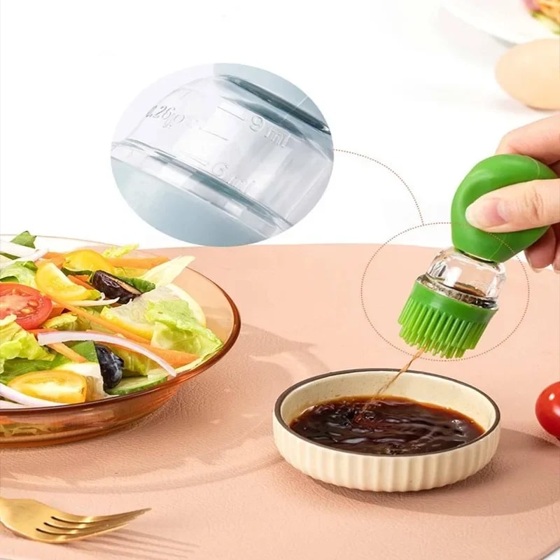 Glass Olive Oil Dispenser Bottle, Silicone Dropper Measuring Oil Dispenser, Silicone Brush Kitchen Tool