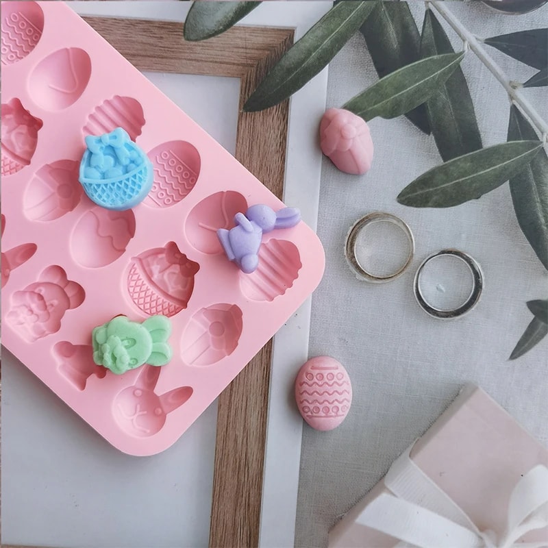 Rabbit Easter Silicone Mold Colored Egg Chocolate Mold For Cake Soap Holiday Decoration 3