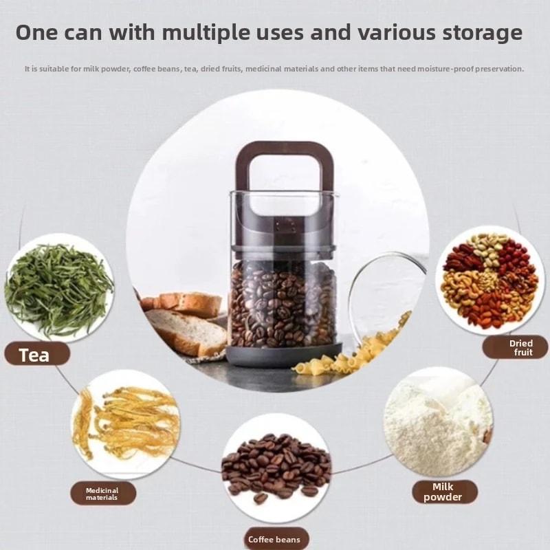 Moisture-proof and leak-proof snack jar, high-end glass vacuum sealed storage for dried fruit