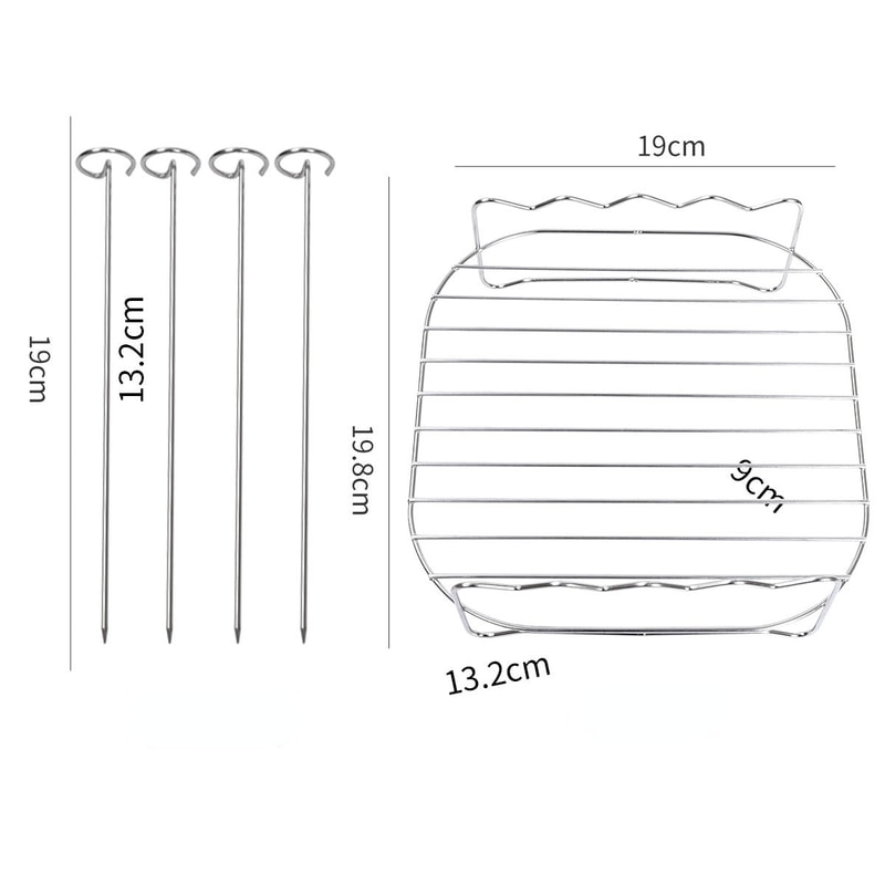 Square Outdoor Grill Set With Skewers Stainless Steel Air Fryer Grill Steamer Bracket 5