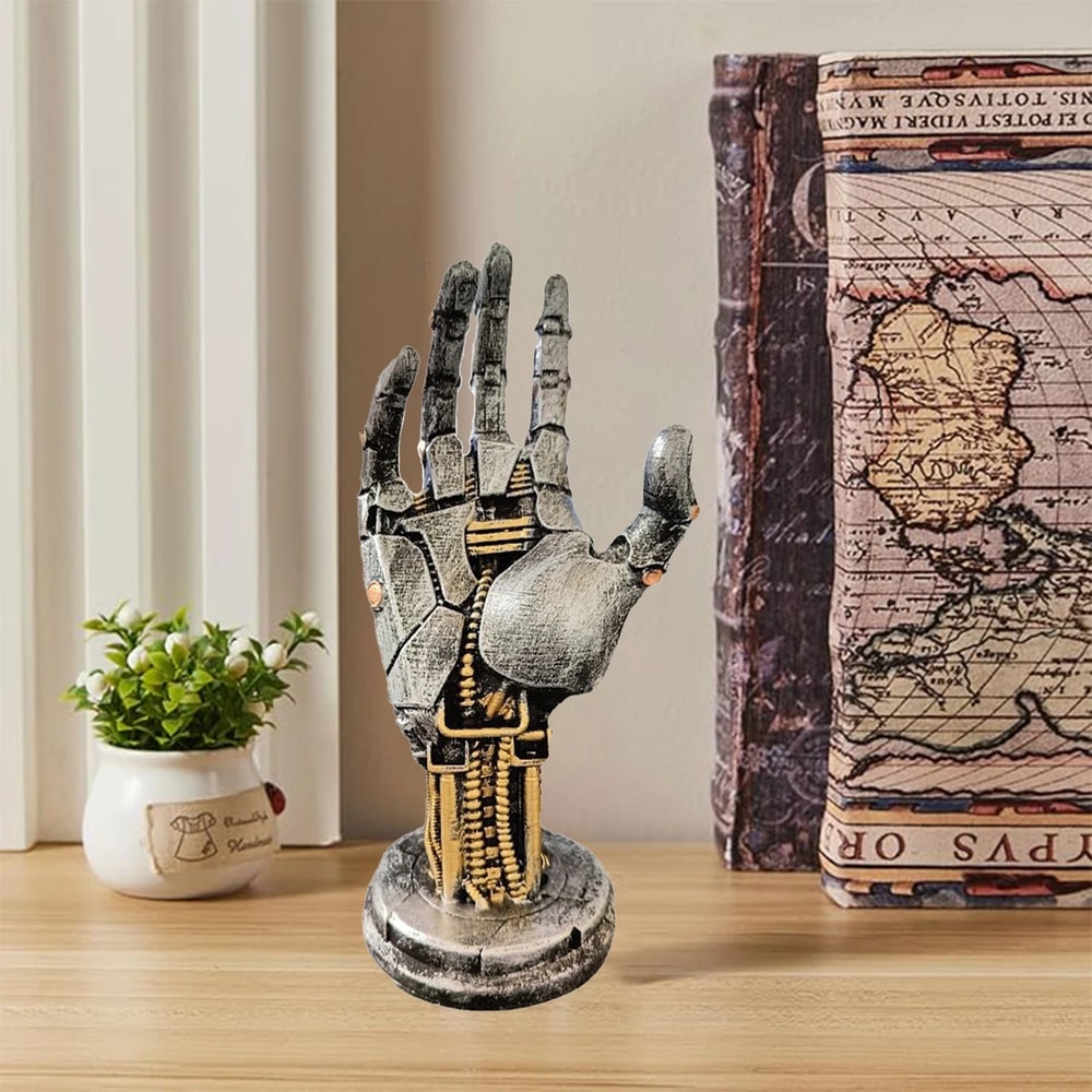 Cyberpunk Mechanical Arm Desktop Gaming Controller Storage Holder Headphone Stand Sculpture Decorat 2